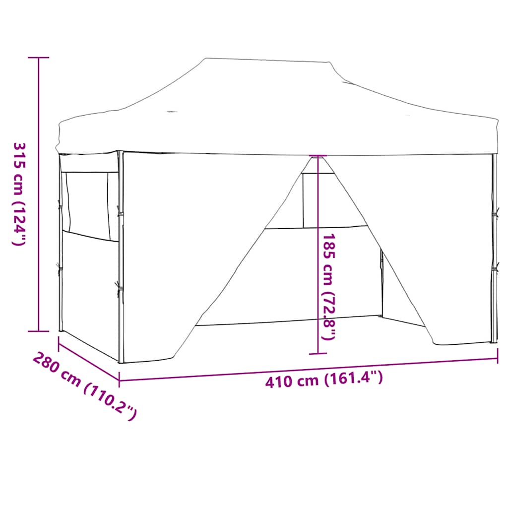 Gazebo Professionale Pieghevole 4 Pareti 3X4M Acciaio