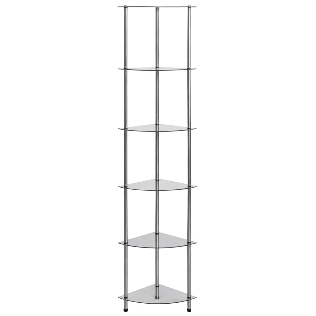 Scaffale A 5 Livelli 30X30X130 Cm In Vetro Temperato