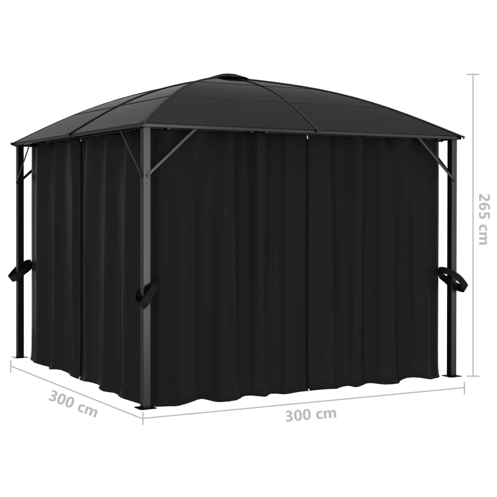 Gazebo Con Tende 300X300X265 Cm Antracite