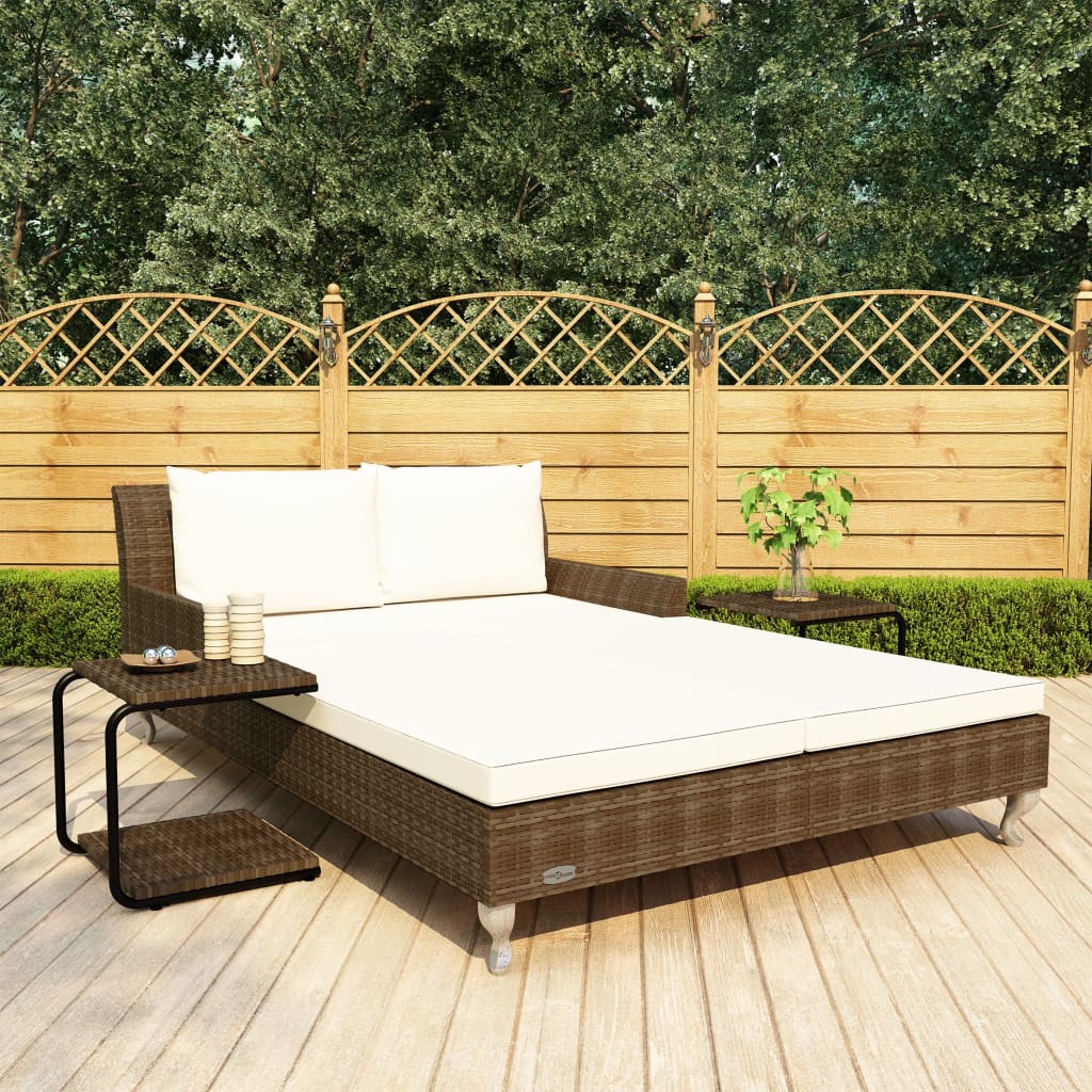 Lettino Prendisole Per 2 Persone Con Cuscini Polyrattan