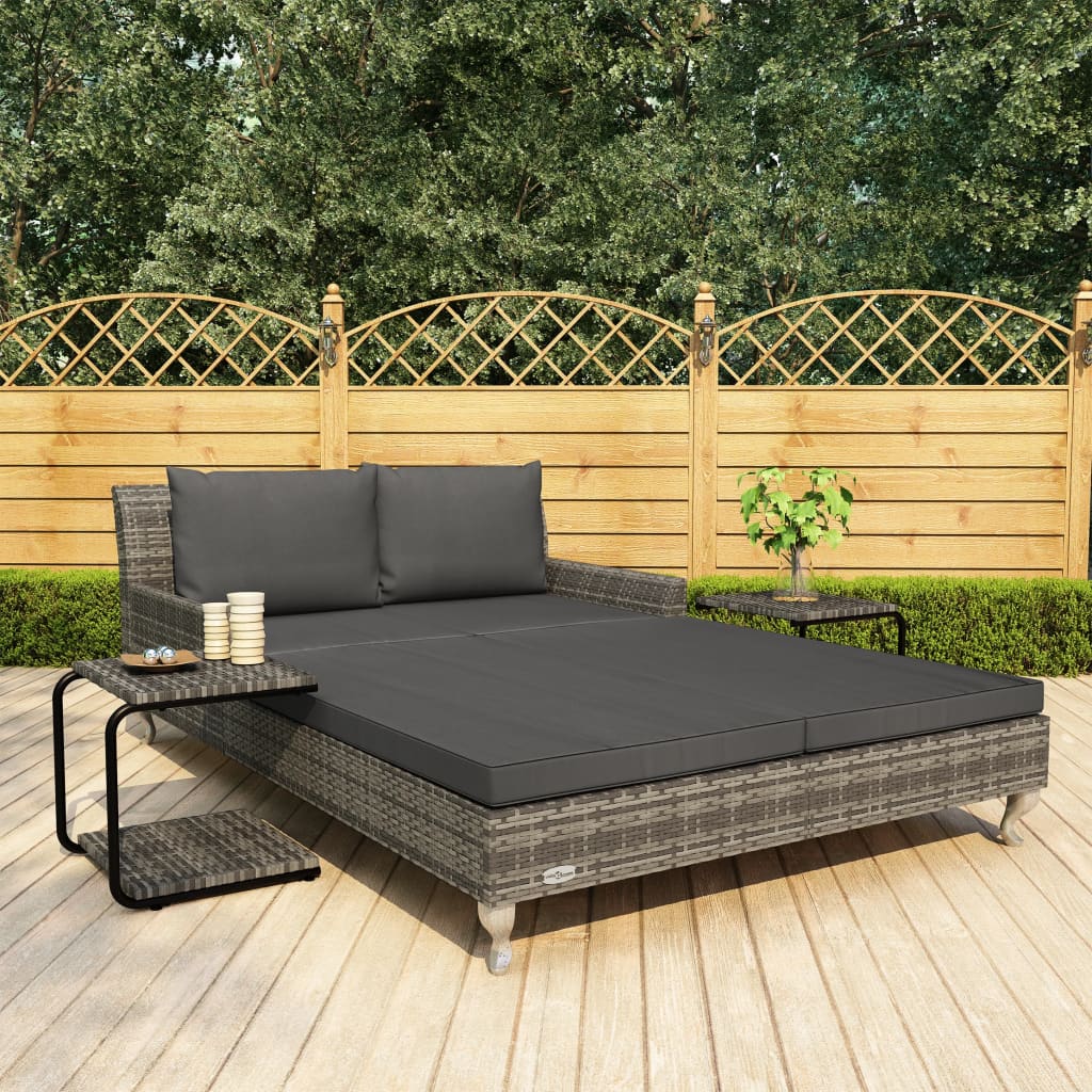 Lettino Prendisole Per 2 Persone Con Cuscini Polyrattan