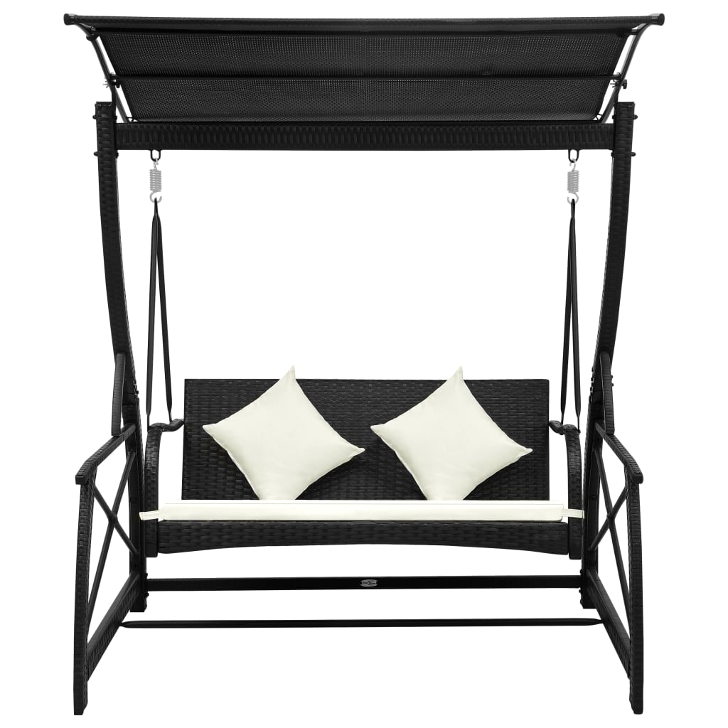 Dondolo Da Giardino 3 Posti Con Baldacchino In Polyrattan