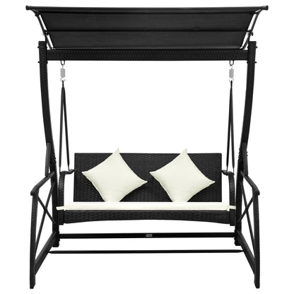 Dondolo Da Giardino 3 Posti Con Baldacchino In Polyrattan