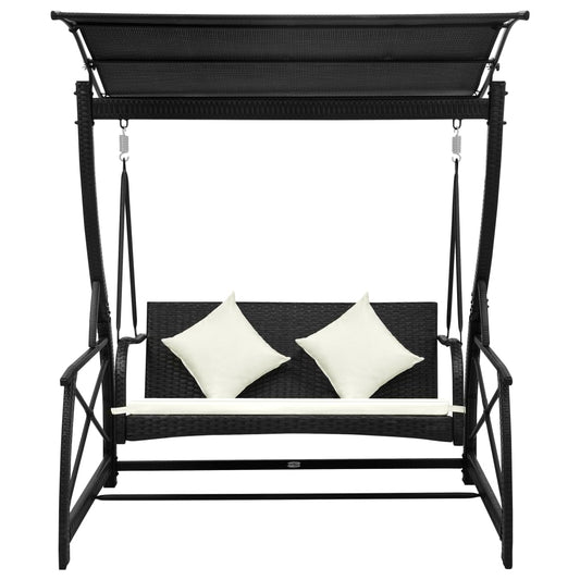 Dondolo Da Giardino 3 Posti Con Baldacchino In Polyrattan