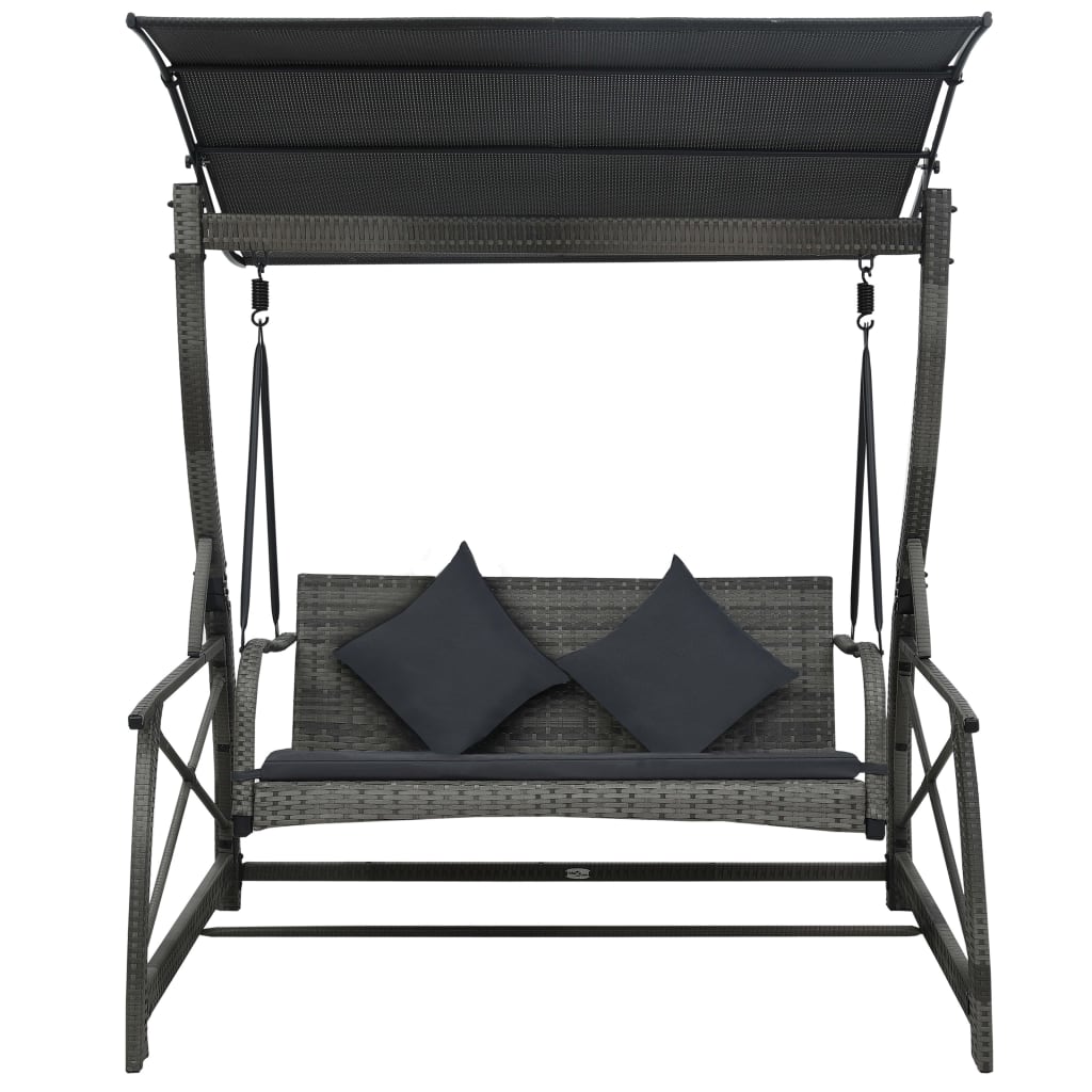 Dondolo Da Giardino 3 Posti Con Baldacchino In Polyrattan