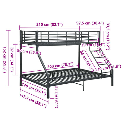 Letto A Castello In Metallo 140X200 Cm/90X200 Cm