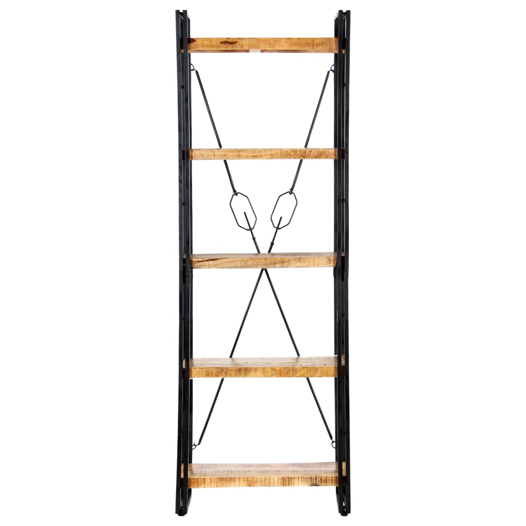 Libreria A 5 Ripiani In Massello Di Recupero Marrone