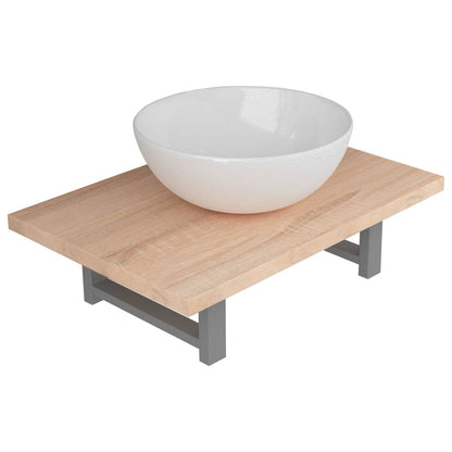 Set Mobili Da Bagno 2 Pz Ceramica Rovere Marrone
