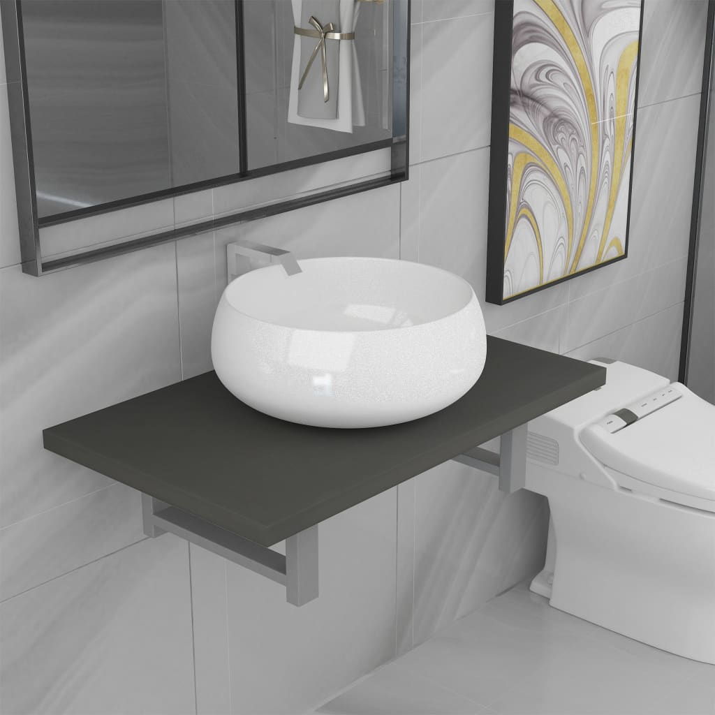 Set Mobili Da Bagno 2 Pz Ceramica Grigio