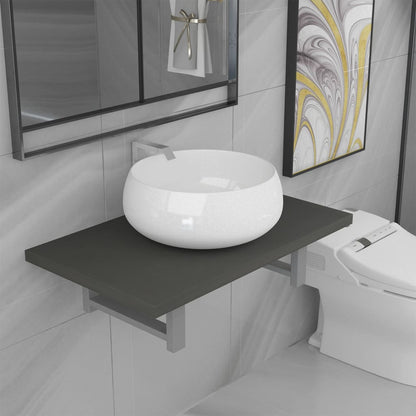 Set Mobili Da Bagno 2 Pz Ceramica Grigio