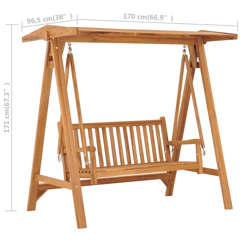 Dondolo Da Giardino 170 Cm In Legno Massello Di Teak