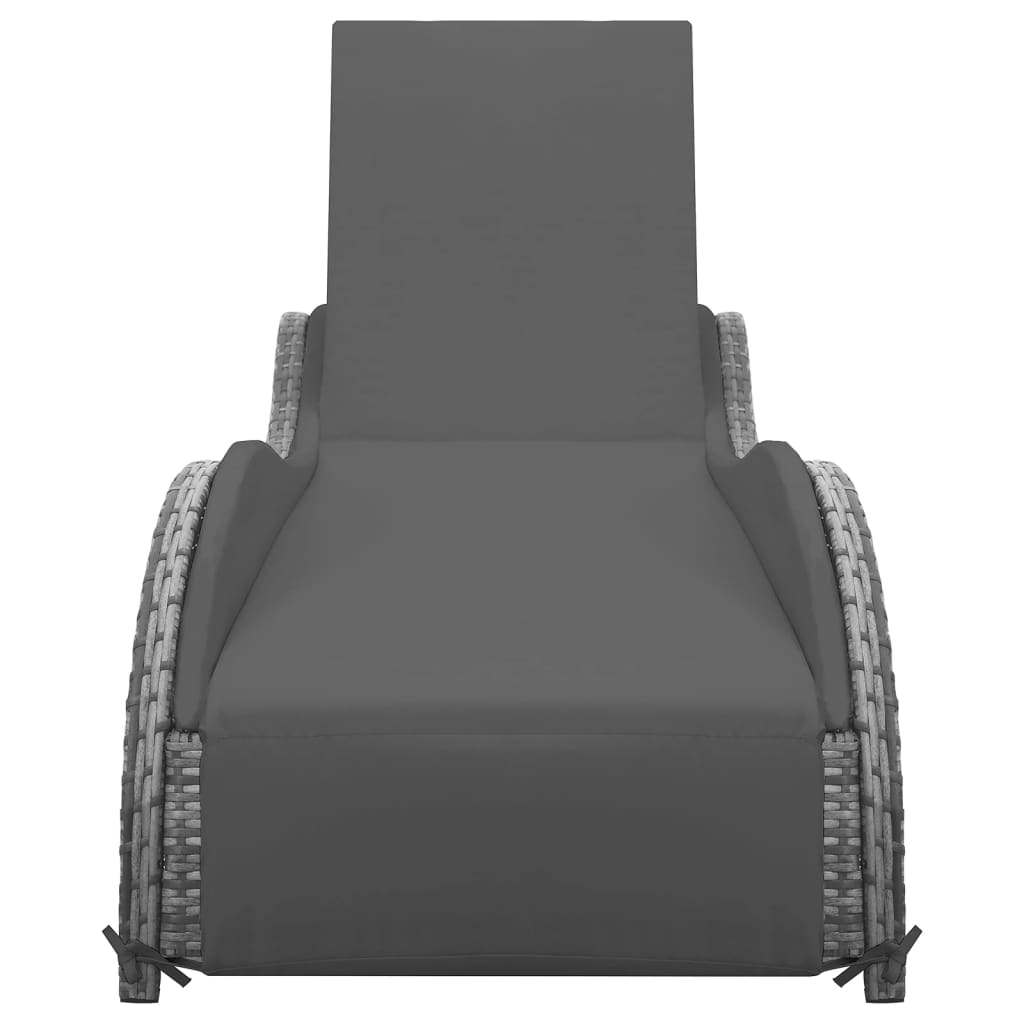 Lettino Prendisole Con Cuscino In Polyrattan Antracite