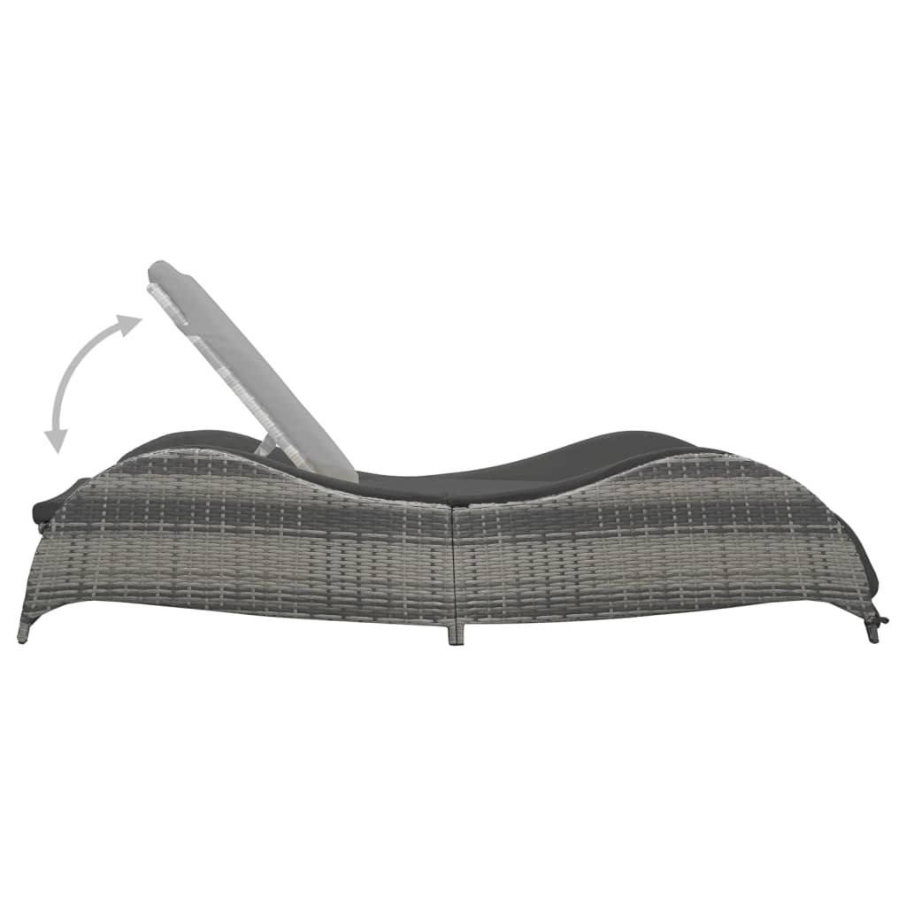 Lettino Prendisole Con Cuscino In Polyrattan Antracite
