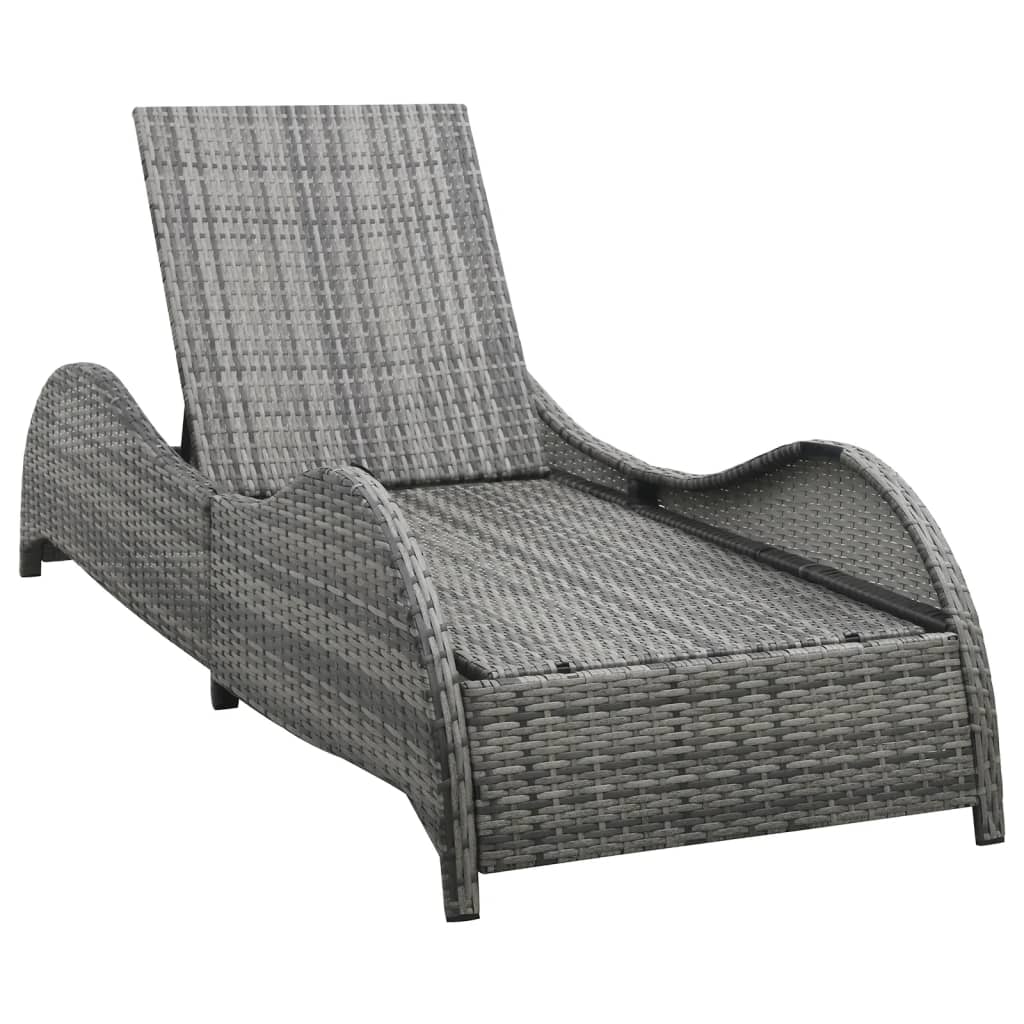 Lettino Prendisole Con Cuscino In Polyrattan Antracite