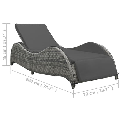 Lettino Prendisole Con Cuscino In Polyrattan Antracite