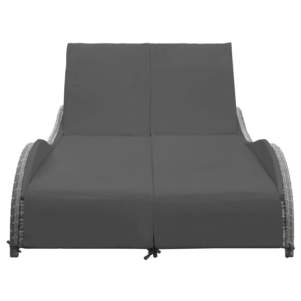 Lettino Prendisole Con Cuscino In Polyrattan Antracite