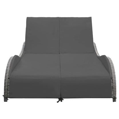 Lettino Prendisole Con Cuscino In Polyrattan Antracite