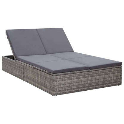 Lettino Prendisole Con Cuscino In Polyrattan Nero