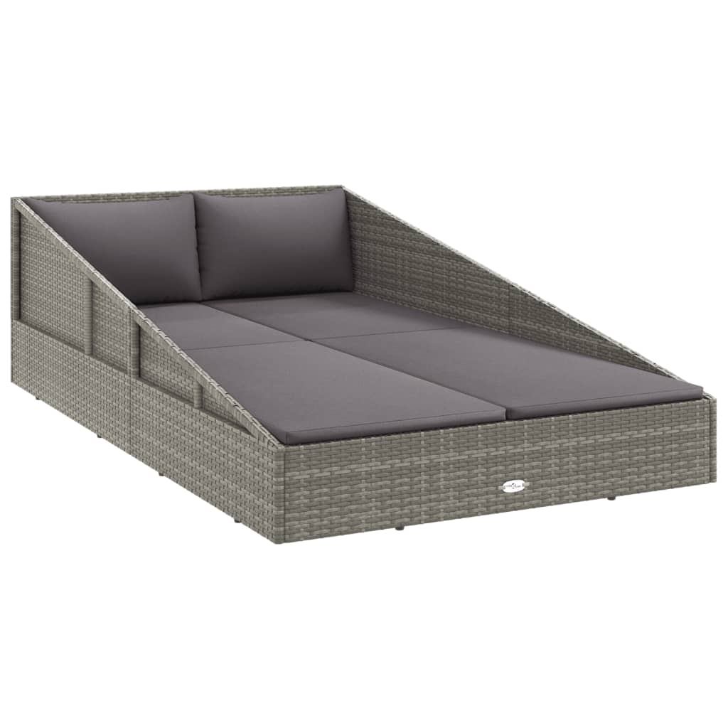 Lettino Da Giardino Grigio 110X200 Cm In Polyrattan