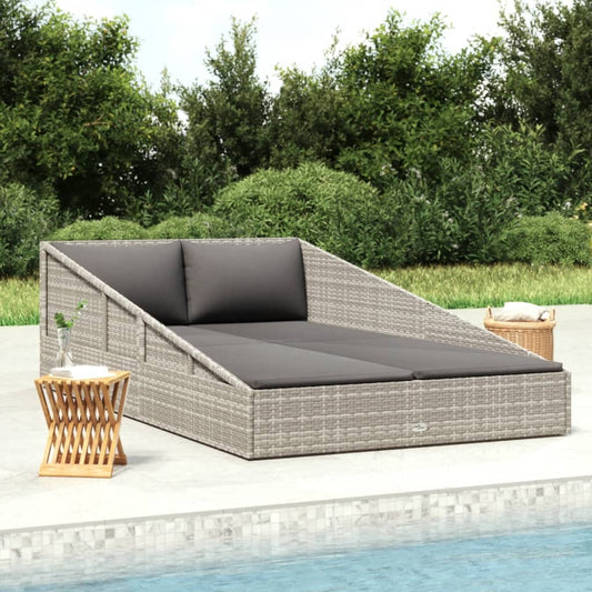 Lettino Da Giardino Grigio 110X200 Cm In Polyrattan