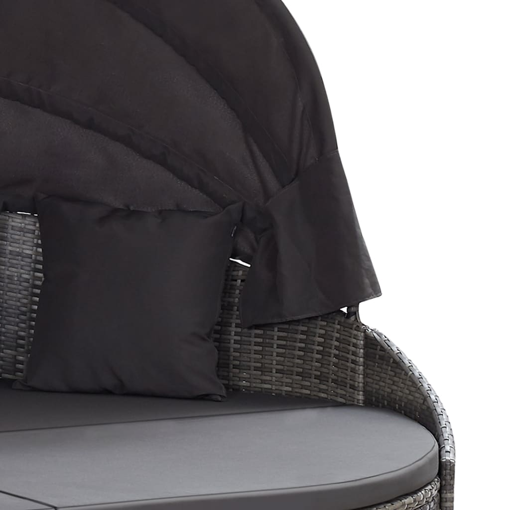 Lettino Prendisole Con Baldacchino In Polyrattan
