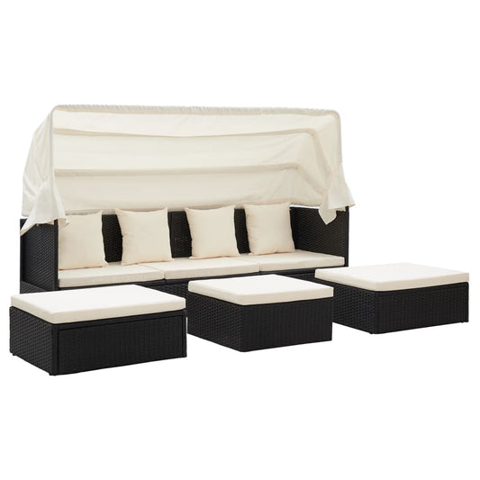 Lettino Da Giardino Con Tettuccio In Polyrattan