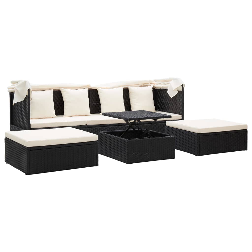 Lettino Da Giardino Con Tettuccio In Polyrattan