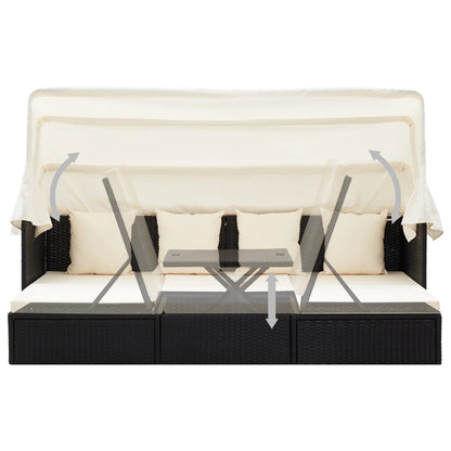 Lettino Da Giardino Con Tettuccio In Polyrattan