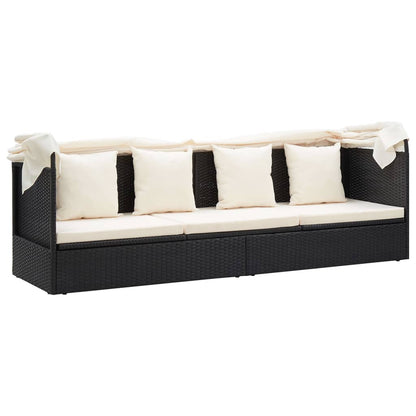 Lettino Da Giardino Con Tettuccio In Polyrattan
