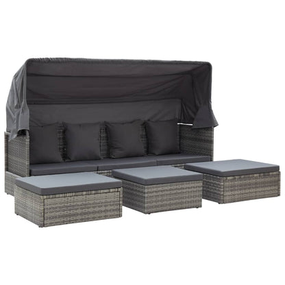Lettino Da Giardino Con Tettuccio In Polyrattan
