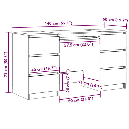 Scrivania 140X50X77 Cm In Legno Multistrato