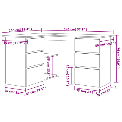 Scrivania Angolo 145X100X76 Cm Legno Multistrato