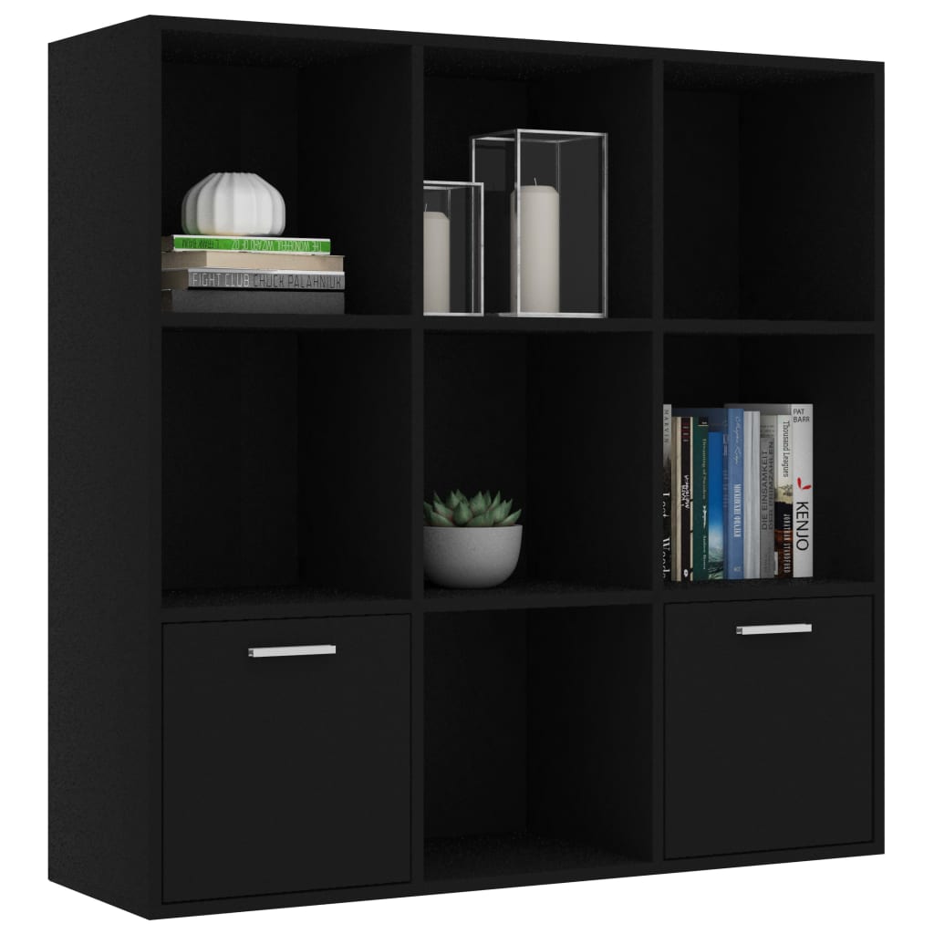 Libreria Nera 98X30X98 Cm In Legno Multistrato