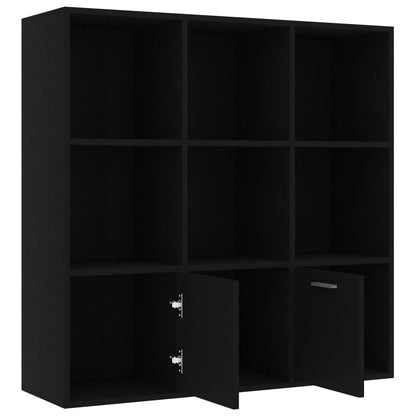 Libreria Nera 98X30X98 Cm In Legno Multistrato