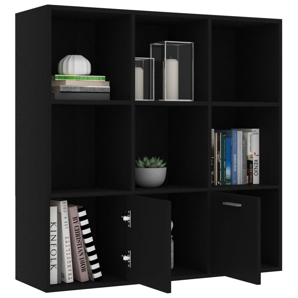 Libreria Nera 98X30X98 Cm In Legno Multistrato