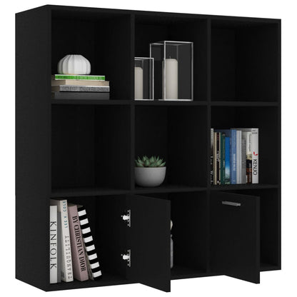 Libreria Nera 98X30X98 Cm In Legno Multistrato