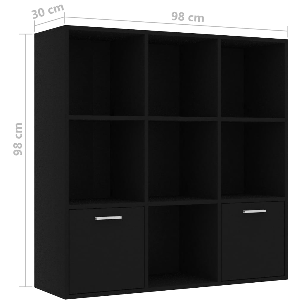Libreria Nera 98X30X98 Cm In Legno Multistrato