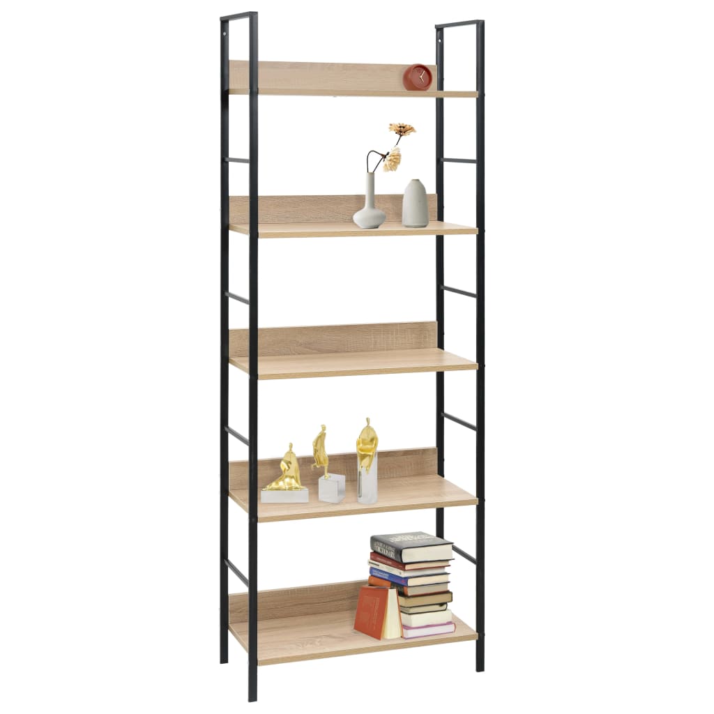 Scaffale Libri 4 Ripiani Rovere 60X27,6X124,5 Legno Multistrato