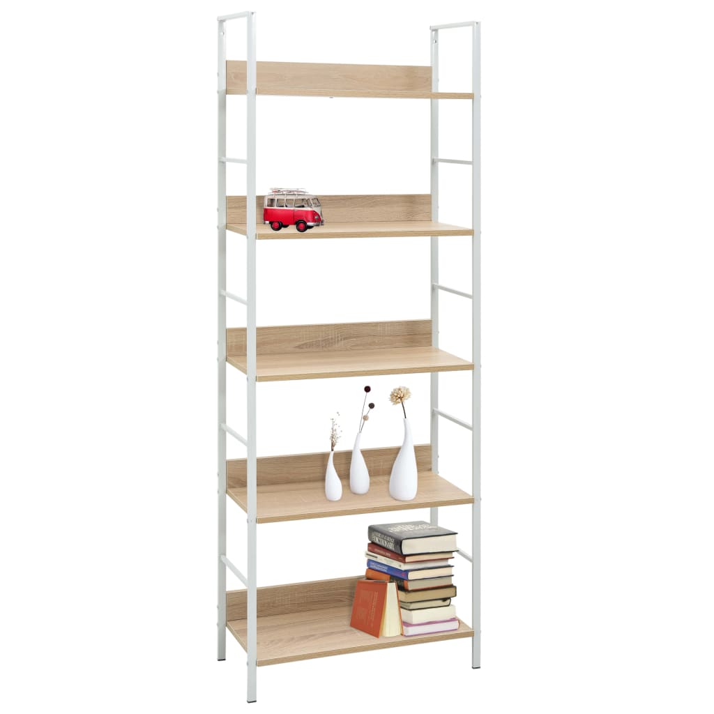 Scaffale Libri 4 Ripiani Rovere 60X27,6X124,5 Legno Multistrato