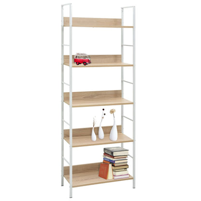 Scaffale Libri 4 Ripiani Rovere 60X27,6X124,5 Legno Multistrato