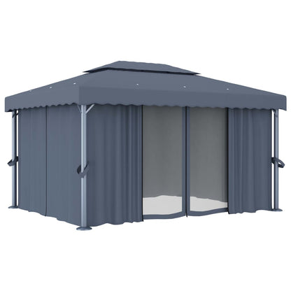Gazebo Con Tende 3X3 Cm Alluminio