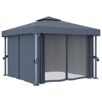 Gazebo Con Tende 3X3 Cm Alluminio
