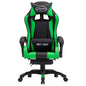 Sedia Da Gaming Con Poggiapiedi Verde E Nera In Similpelle