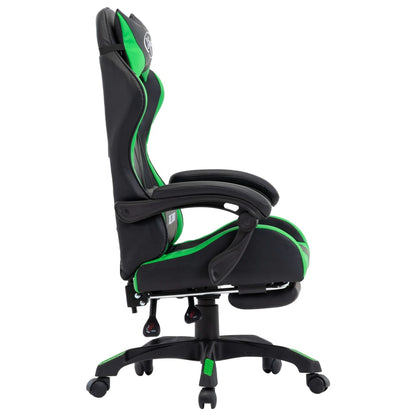 Sedia Da Gaming Con Poggiapiedi Verde E Nera In Similpelle