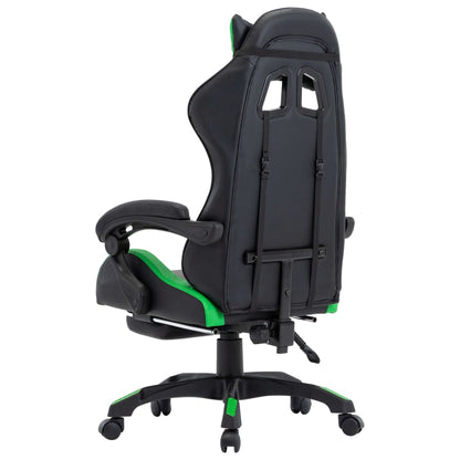 Sedia Da Gaming Con Poggiapiedi Verde E Nera In Similpelle