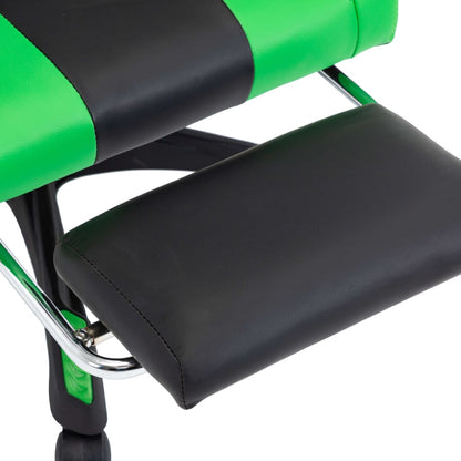 Sedia Da Gaming Con Poggiapiedi Verde E Nera In Similpelle