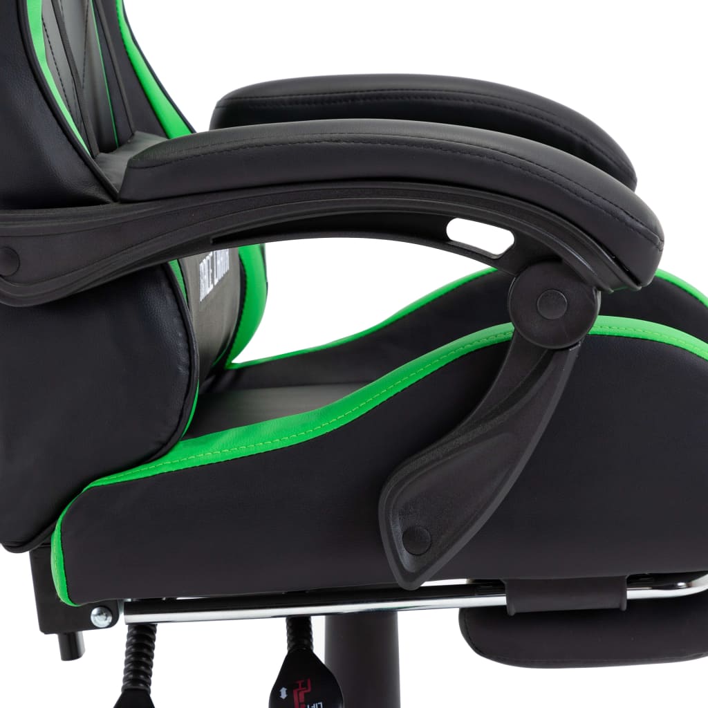 Sedia Da Gaming Con Poggiapiedi Verde E Nera In Similpelle