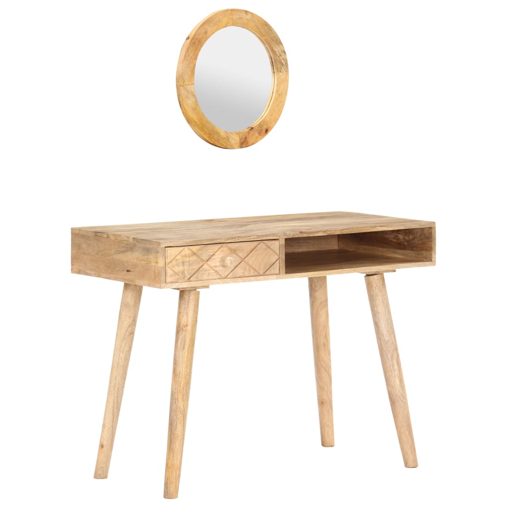 Tavolino Da Trucco 100X50X76 Cm In Legno Massello Di Mango