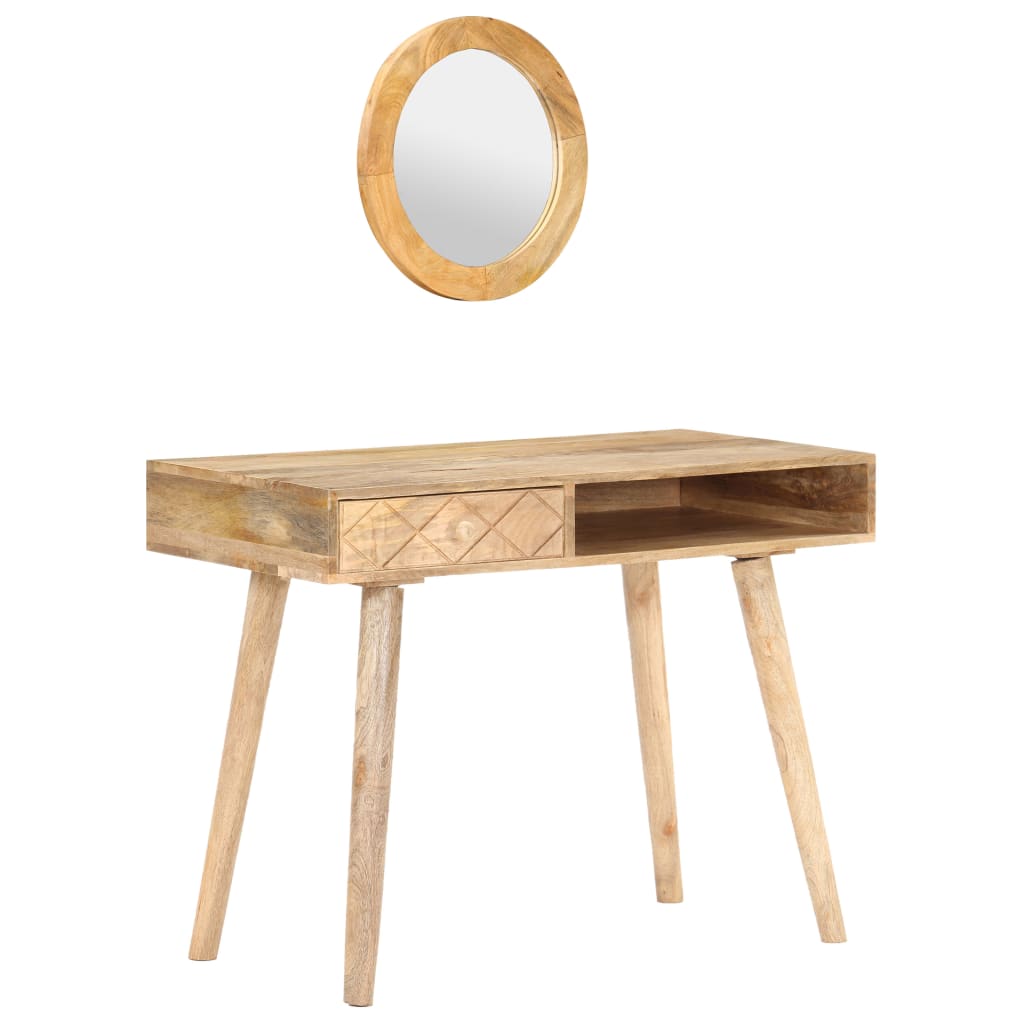 Tavolino Da Trucco 100X50X76 Cm In Legno Massello Di Mango
