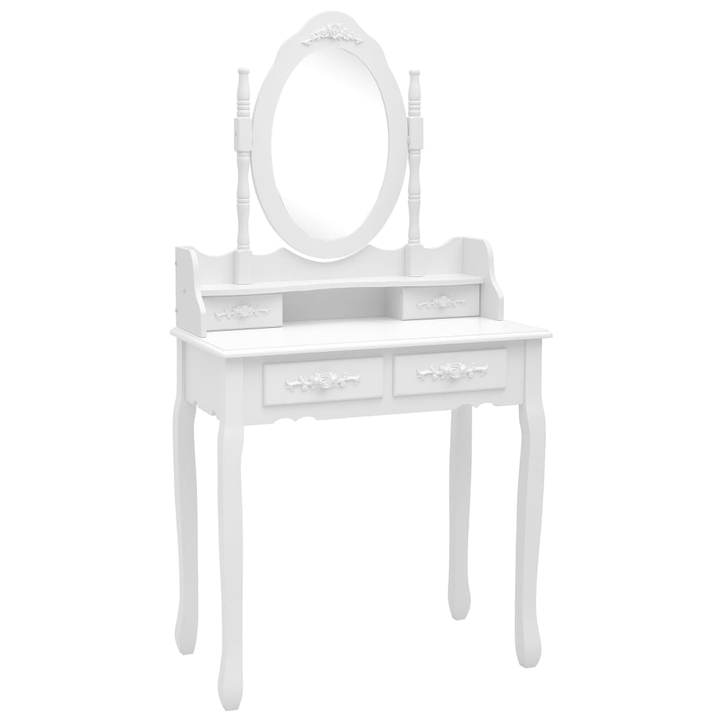 Tavolo Da Trucco Con Sgabello 75X69X140 Cm Legno Paulownia
